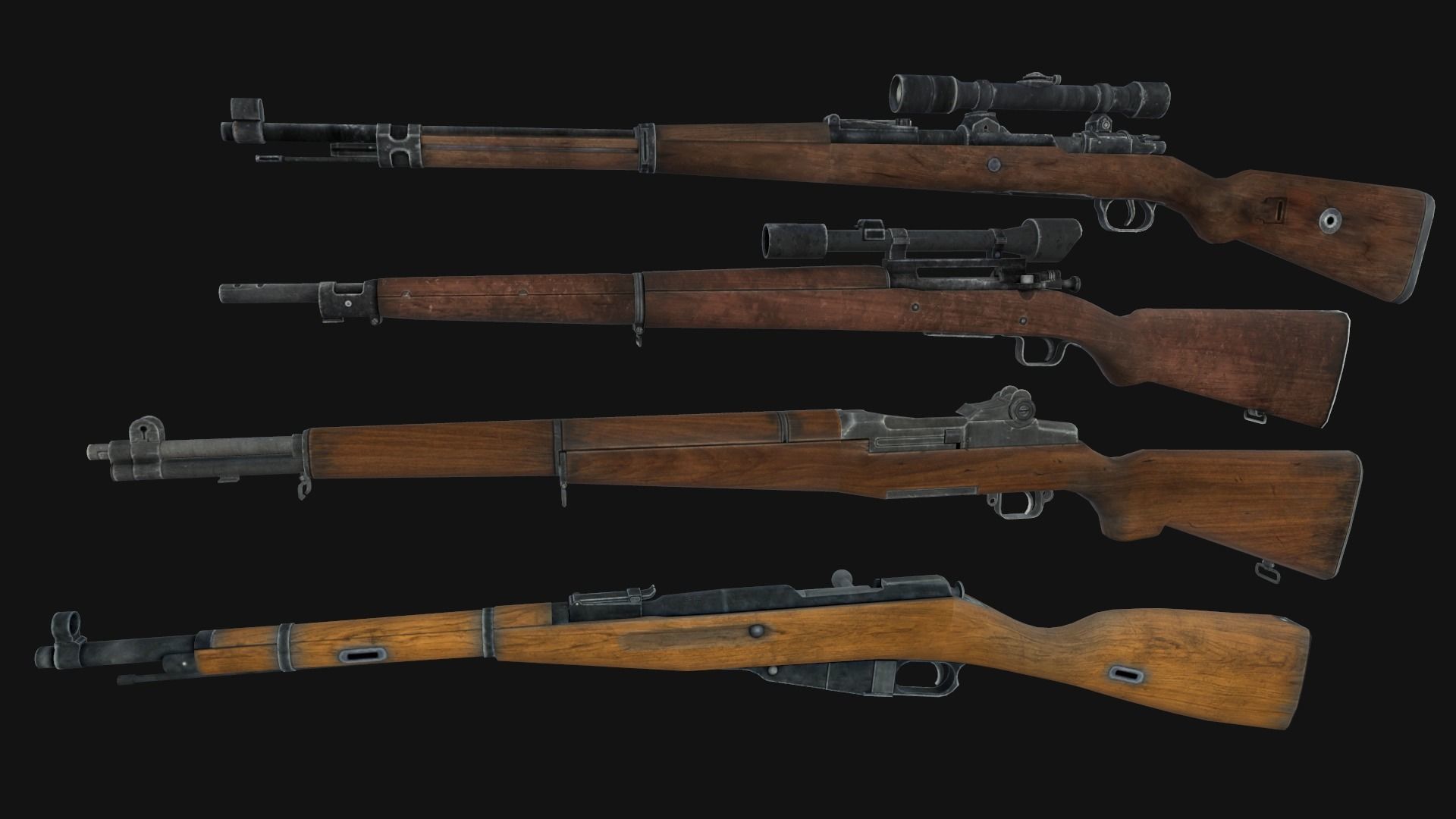 WW2 Weapons Pack Low-poly 3D model_2