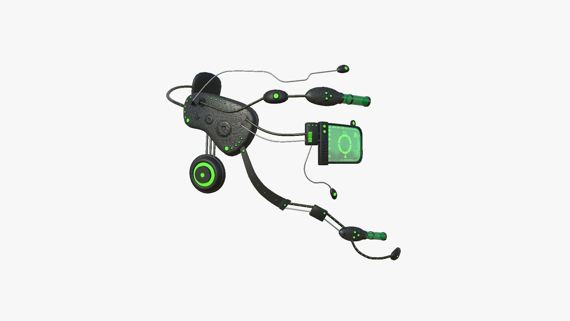 SciFi Glasses E01 Black Green - Character Design Fashion Low-poly 3D model_2