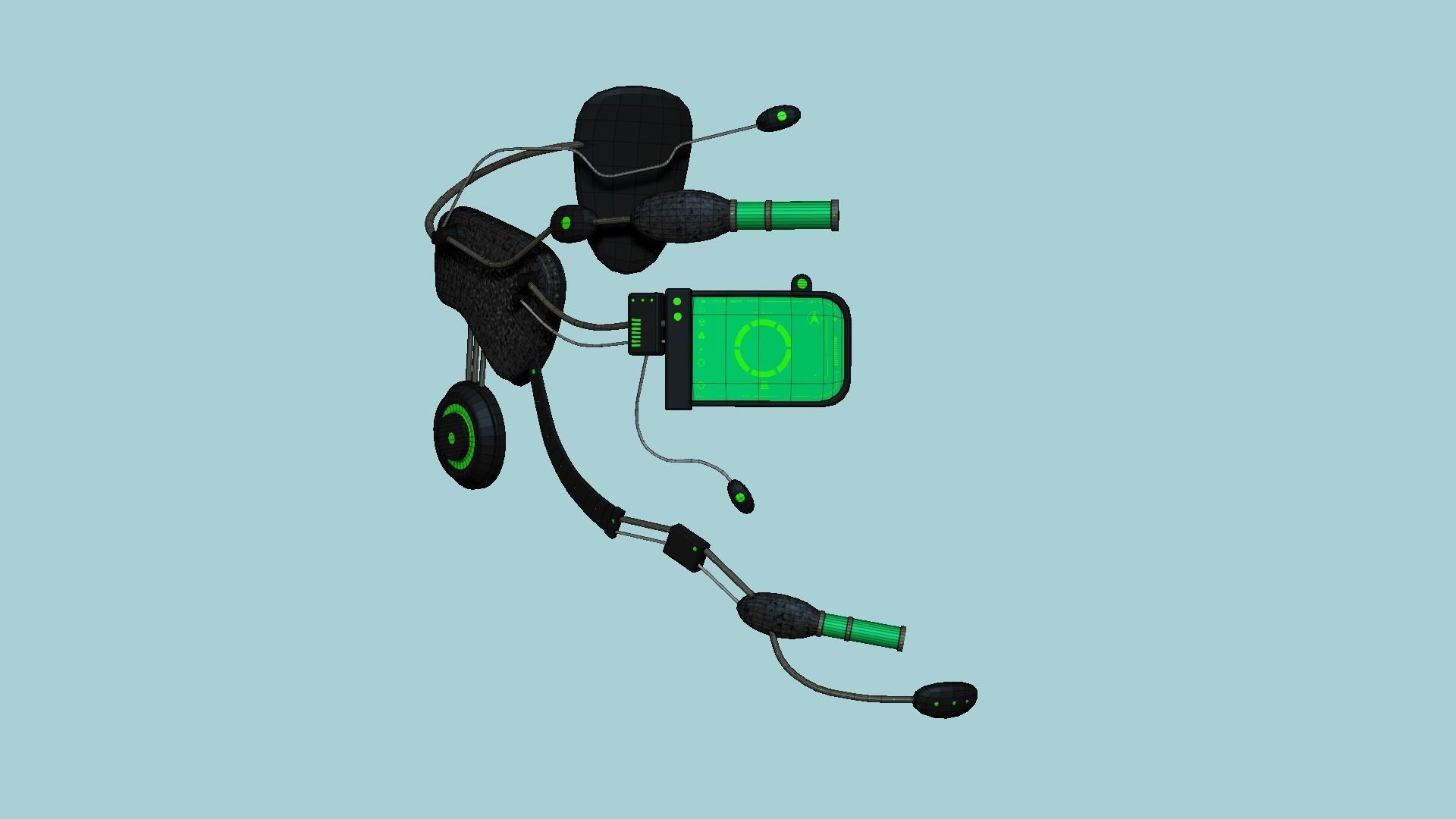 SciFi Glasses E01 Black Green - Character Design Fashion Low-poly 3D model_7