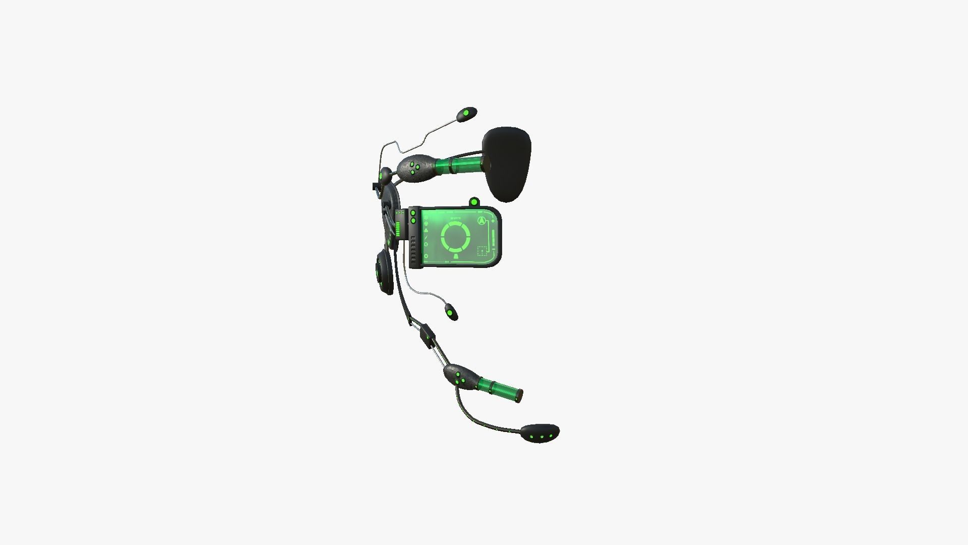 SciFi Glasses E01 Black Green - Character Design Fashion Low-poly 3D model_5