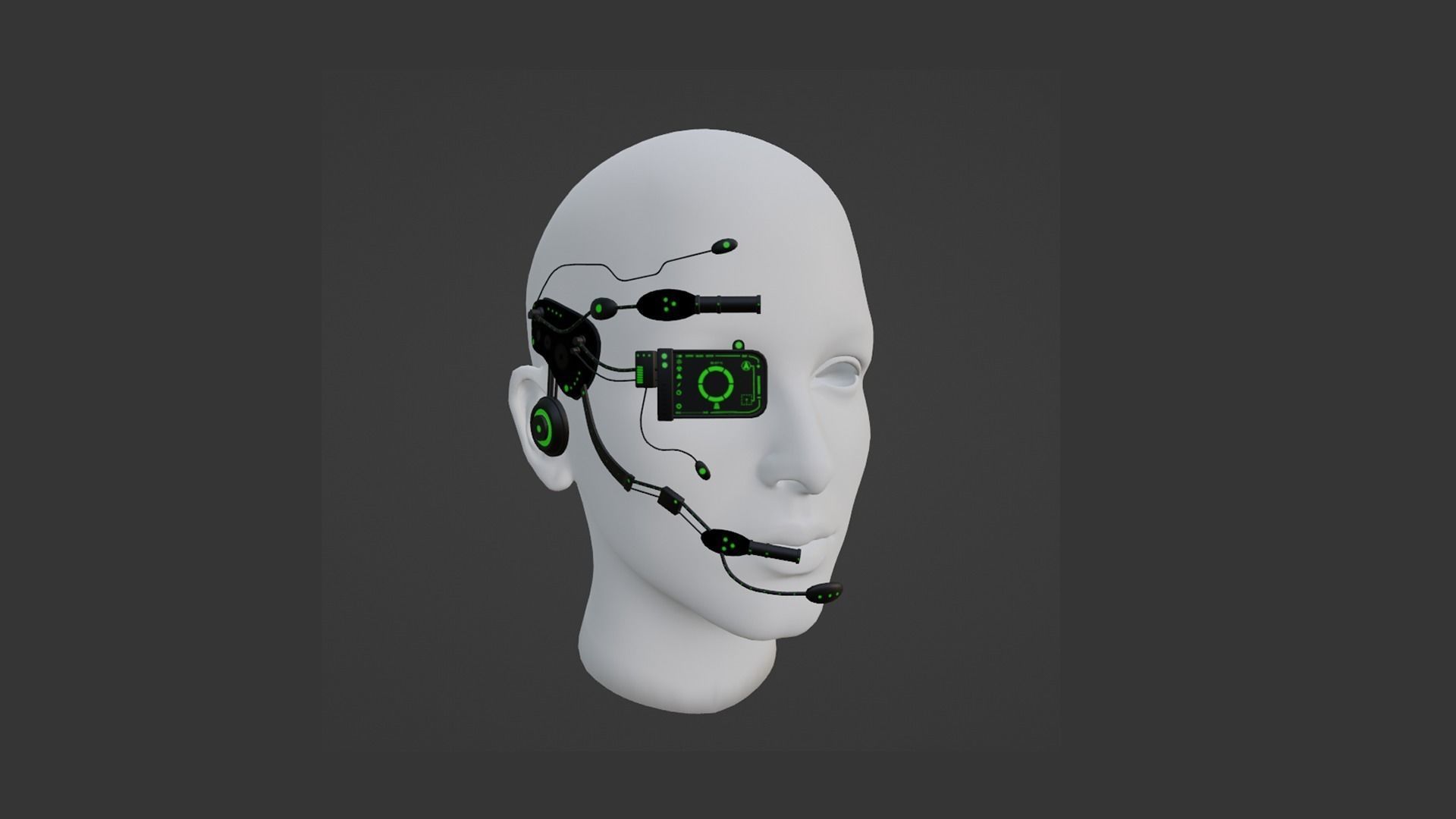 SciFi Glasses E01 Black Green - Character Design Fashion Low-poly 3D model_1