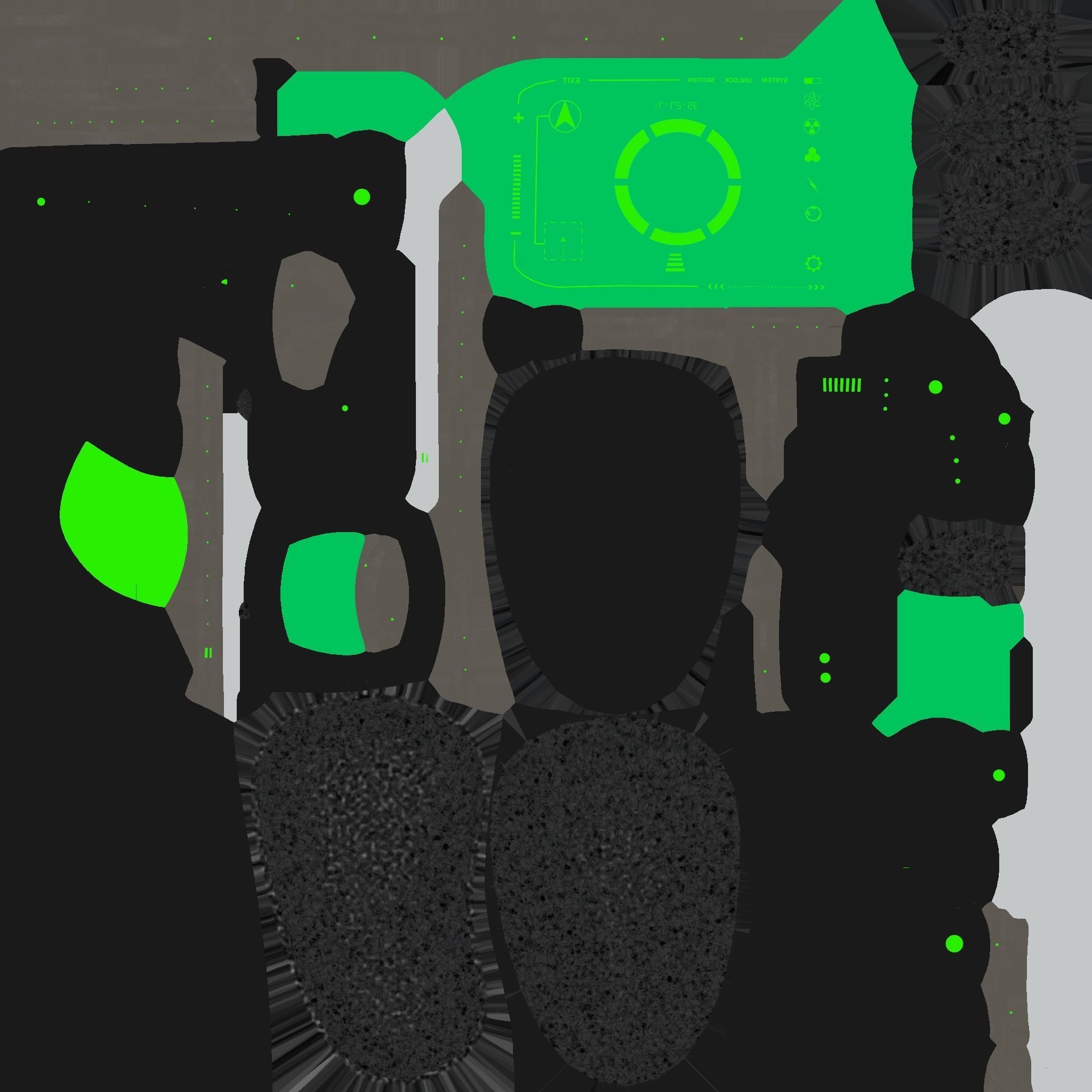 SciFi Glasses E01 Black Green - Character Design Fashion Low-poly 3D model_25