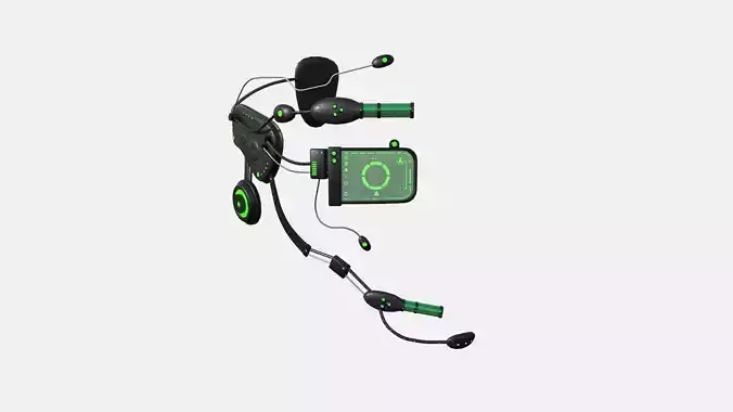 SciFi Glasses E01 Black Green - Character Design Fashion Low-poly 3D model