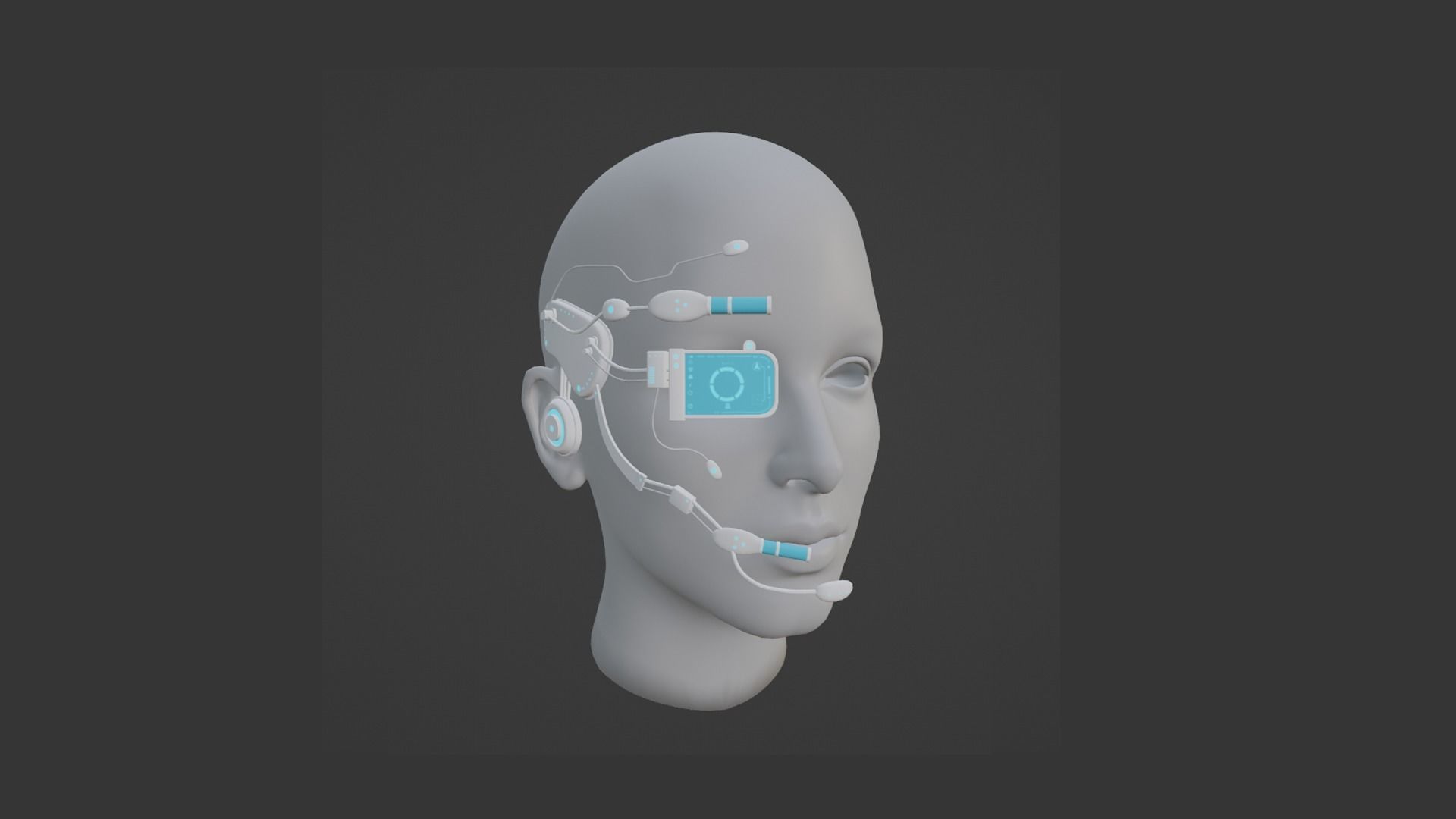 SciFi Glasses E02 White Blue - Character Design Fashion Low-poly 3D model_1