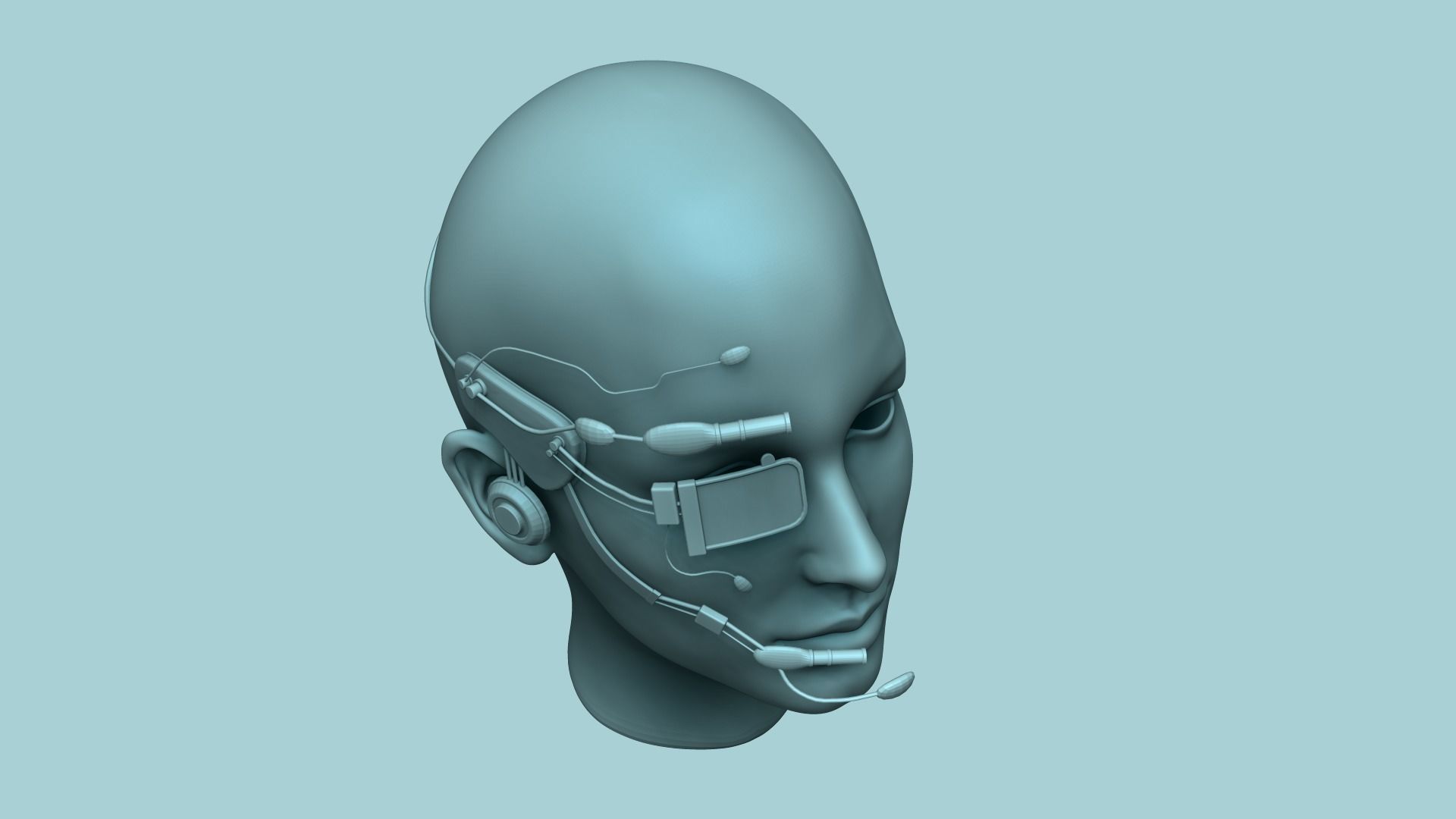 SciFi Glasses E02 White Blue - Character Design Fashion Low-poly 3D model_11