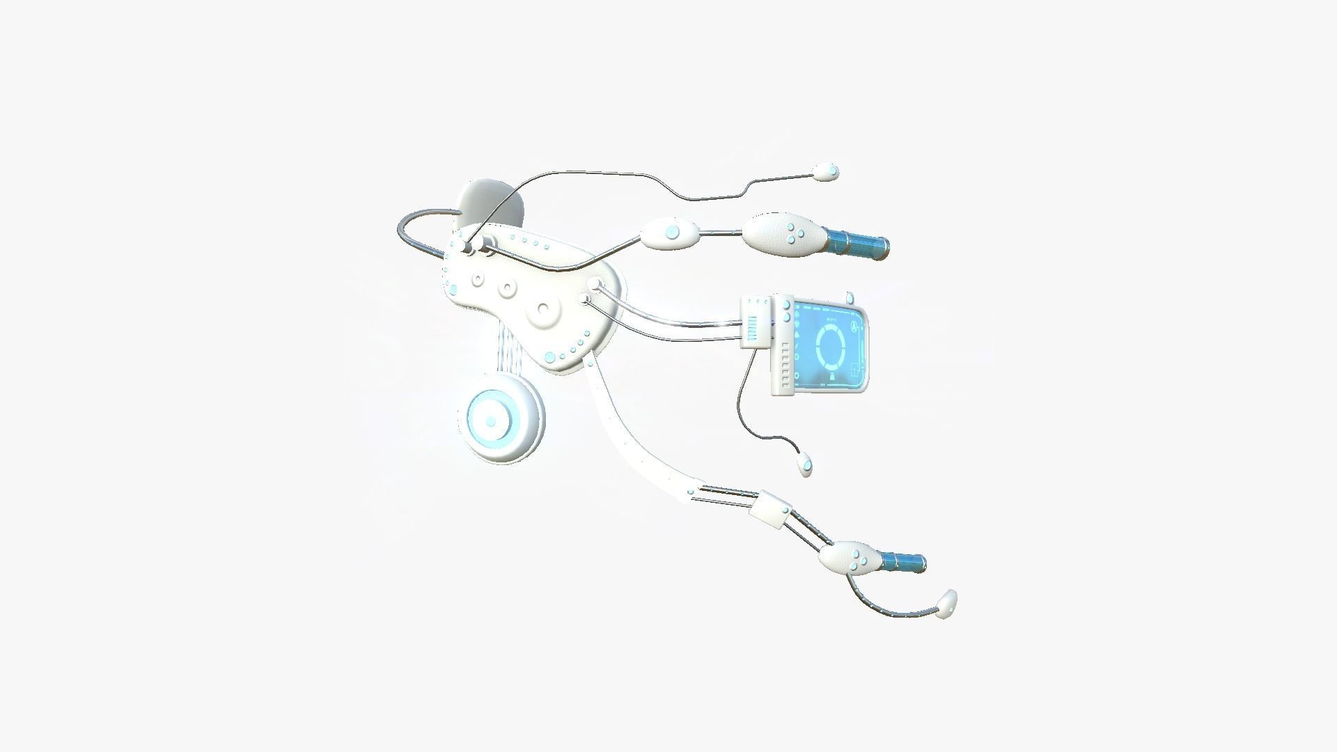 SciFi Glasses E02 White Blue - Character Design Fashion Low-poly 3D model_2