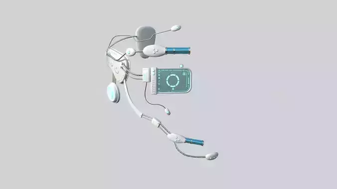 SciFi Glasses E02 White Blue - Character Design Fashion Low-poly 3D model