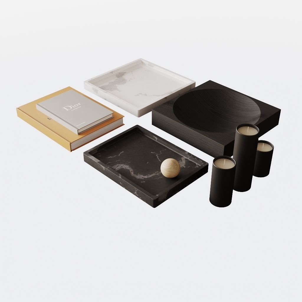 Modern Neutral Decoration Set 3D model_1