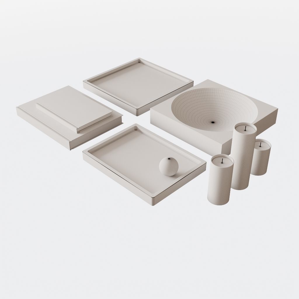 Modern Neutral Decoration Set 3D model_5