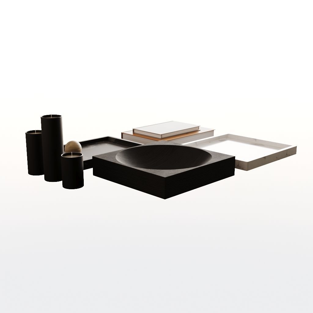 Modern Neutral Decoration Set 3D model_3