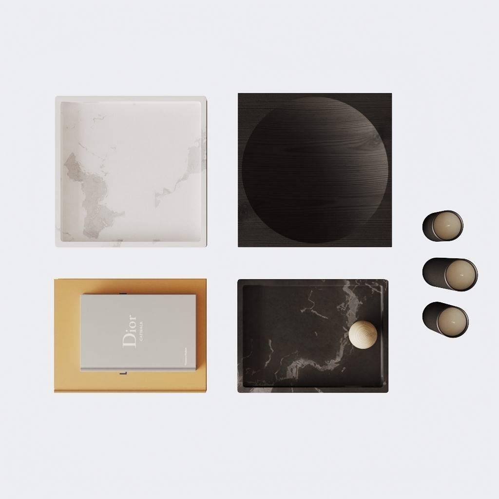 Modern Neutral Decoration Set 3D model_2