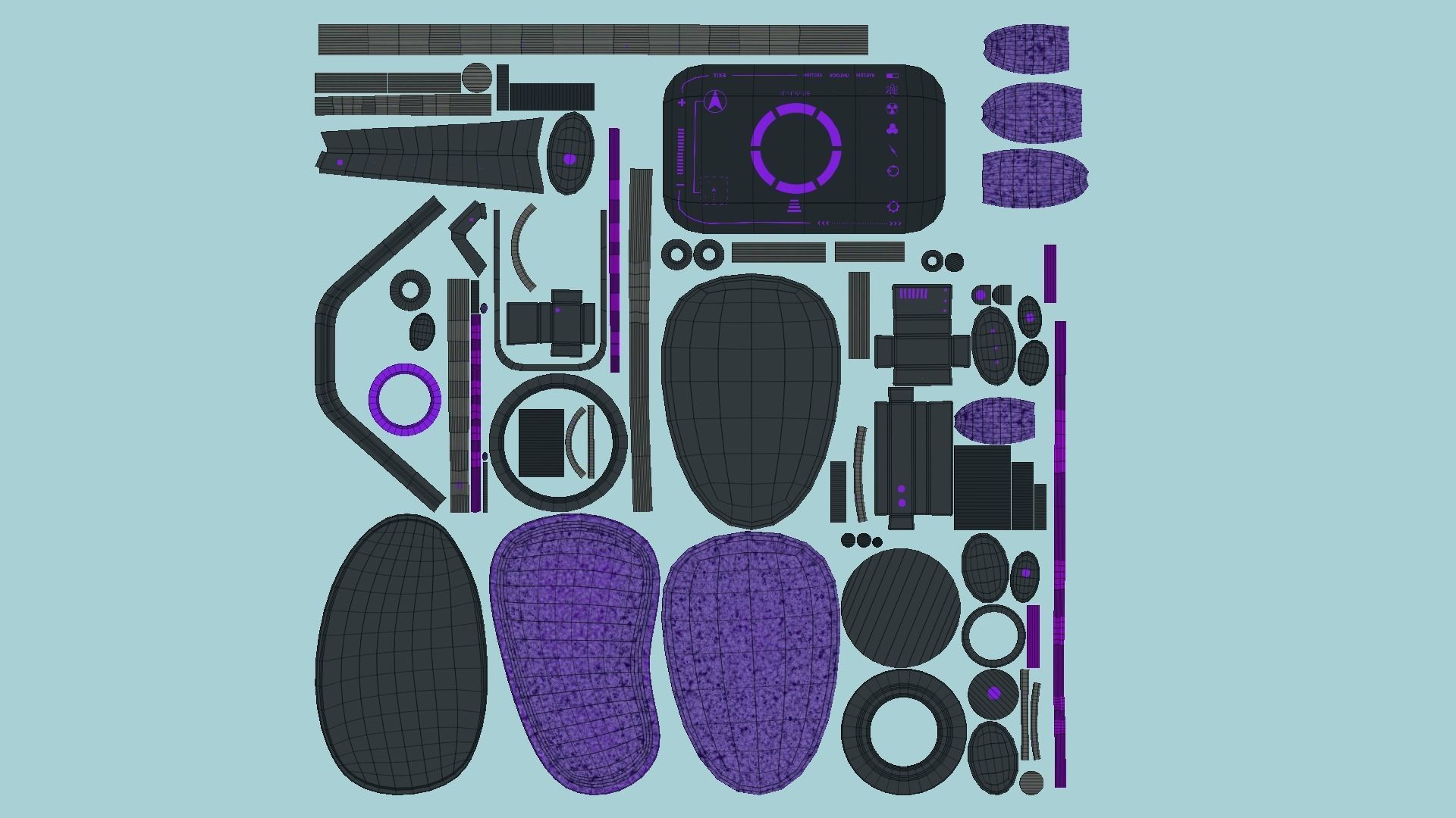 SciFi Glasses E03 Purple Black - Character Design Fashion Low-poly 3D model_6