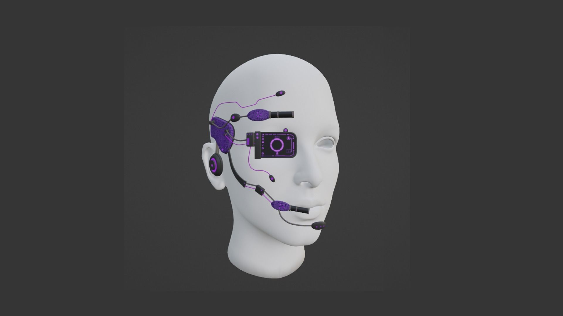 SciFi Glasses E03 Purple Black - Character Design Fashion Low-poly 3D model_1