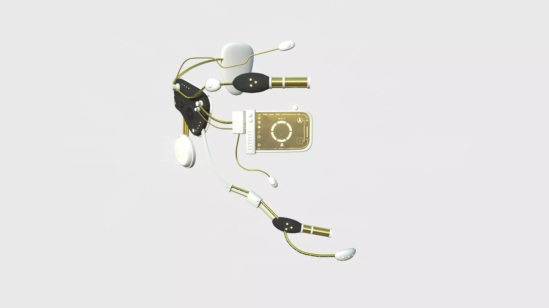 SciFi Glasses E04 White Gold - Character Design Fashion Low-poly 3D model_0