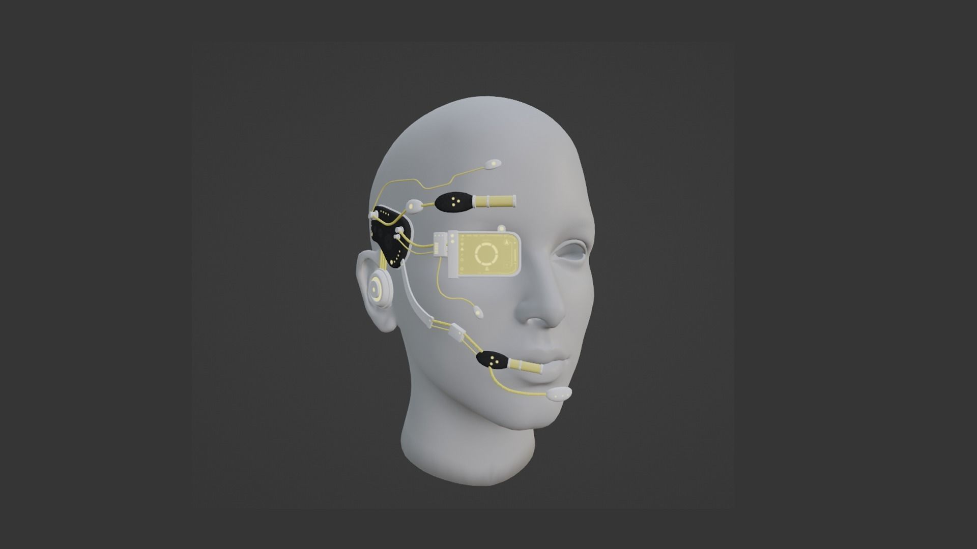 SciFi Glasses E04 White Gold - Character Design Fashion Low-poly 3D model_1