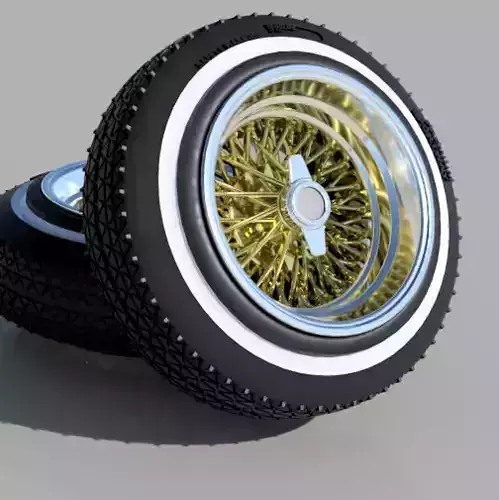 LOWRIDER WIRE RIMS ZENITH STYLE WITH TIRES for scale models 3D print model