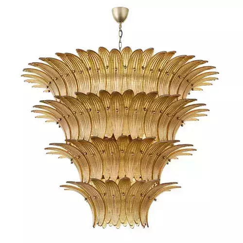 Large Palmette Chandelier Murano amber in the Style of Barovier 3D model