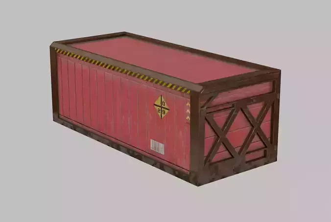 Red cargo container in a reinforced frame gameready