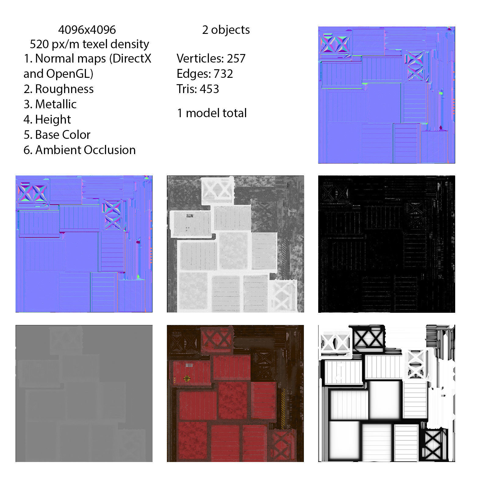 Red cargo container in a reinforced frame gameready Low-poly 3D model_9