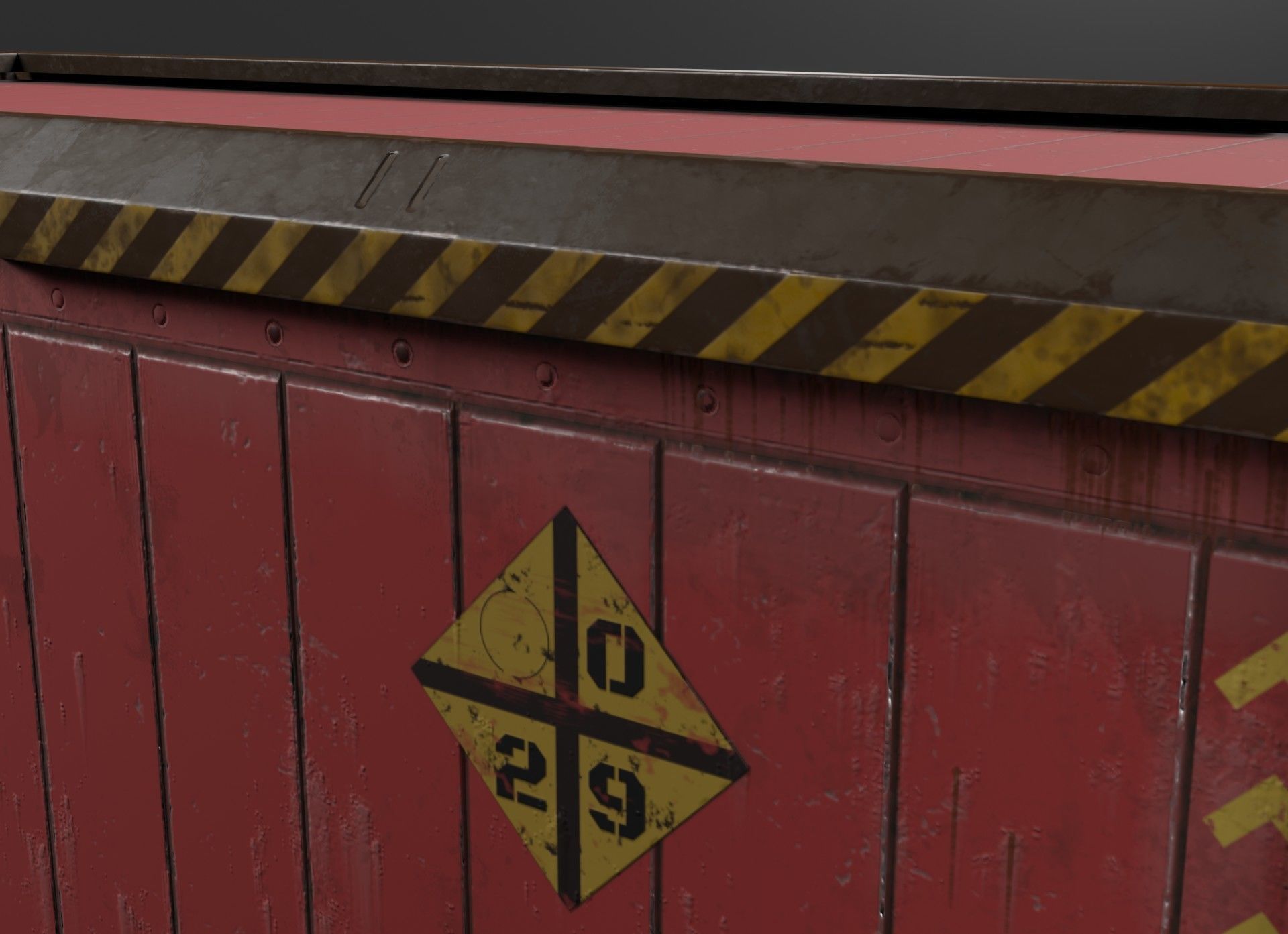 Red cargo container in a reinforced frame gameready Low-poly 3D model_1