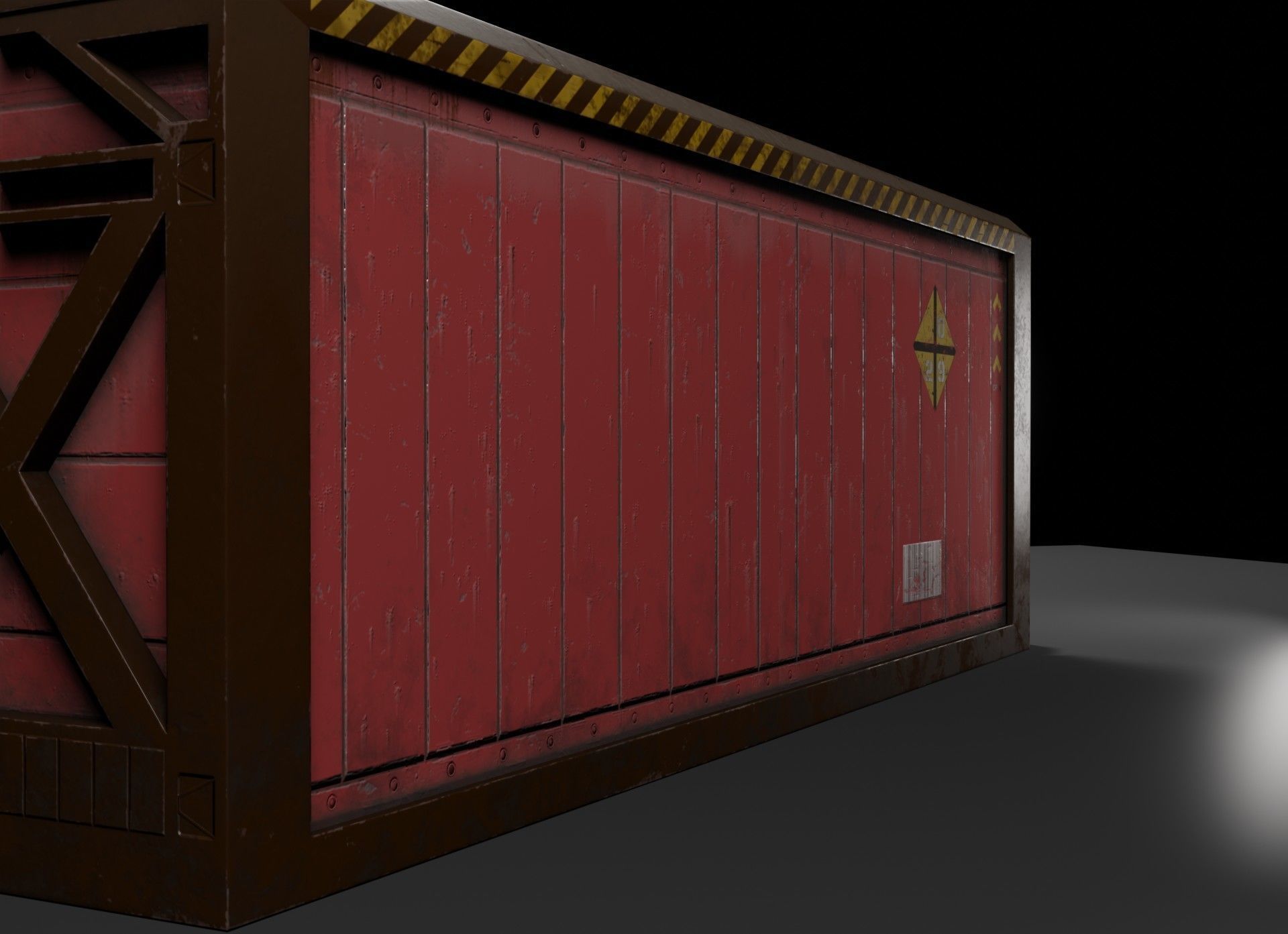 Red cargo container in a reinforced frame gameready Low-poly 3D model_5