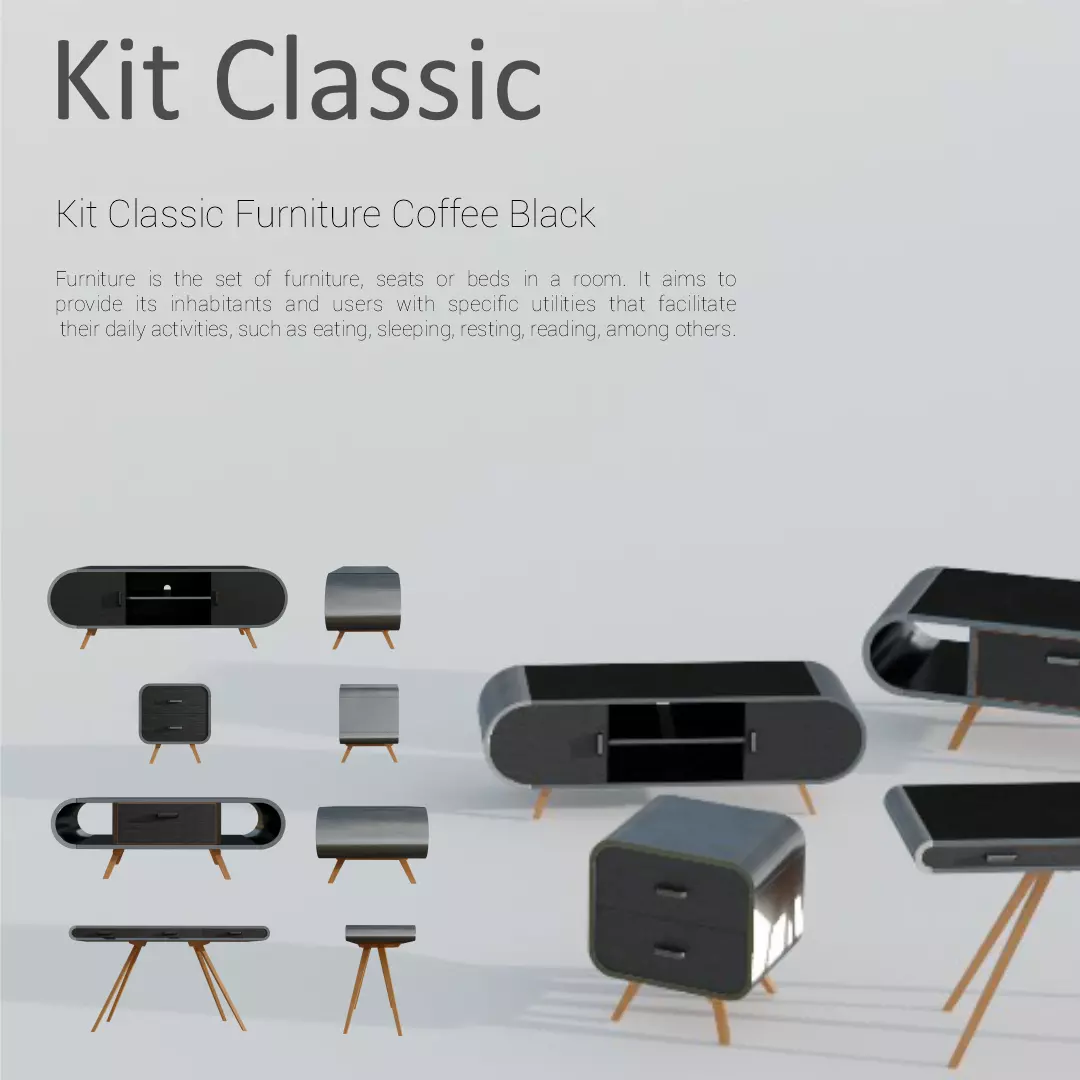 Kit Classic Furniture Coffee Black 3D model_0