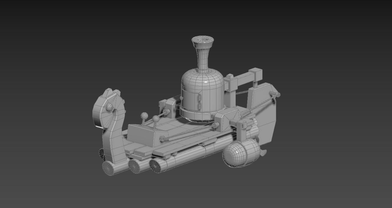 Fantasy Steampunk Dragon Raft Low-poly 3D model_15