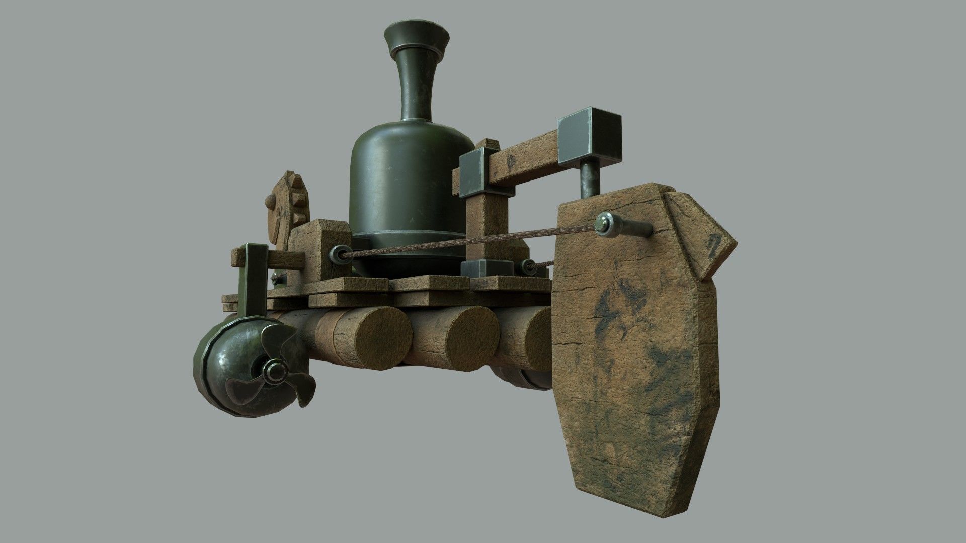 Fantasy Steampunk Dragon Raft Low-poly 3D model_12