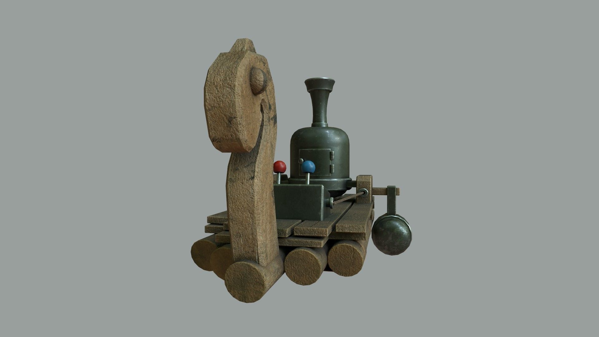 Fantasy Steampunk Dragon Raft Low-poly 3D model_10