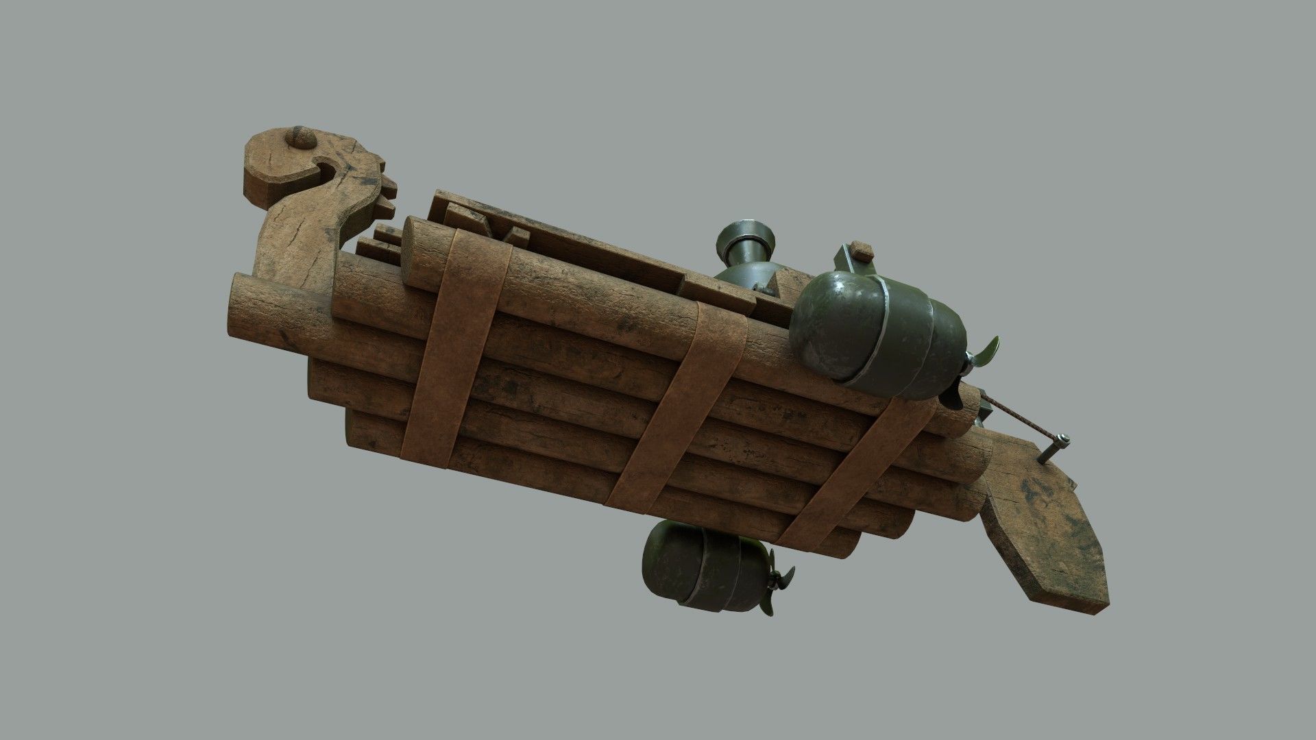 Fantasy Steampunk Dragon Raft Low-poly 3D model_11