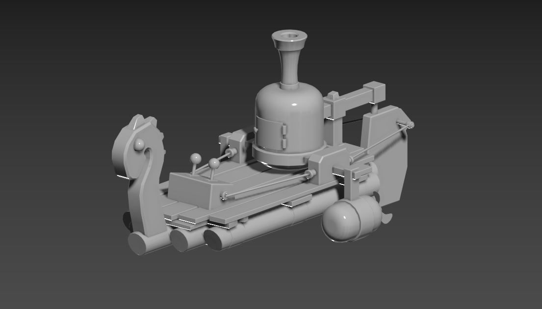 Fantasy Steampunk Dragon Raft Low-poly 3D model_14