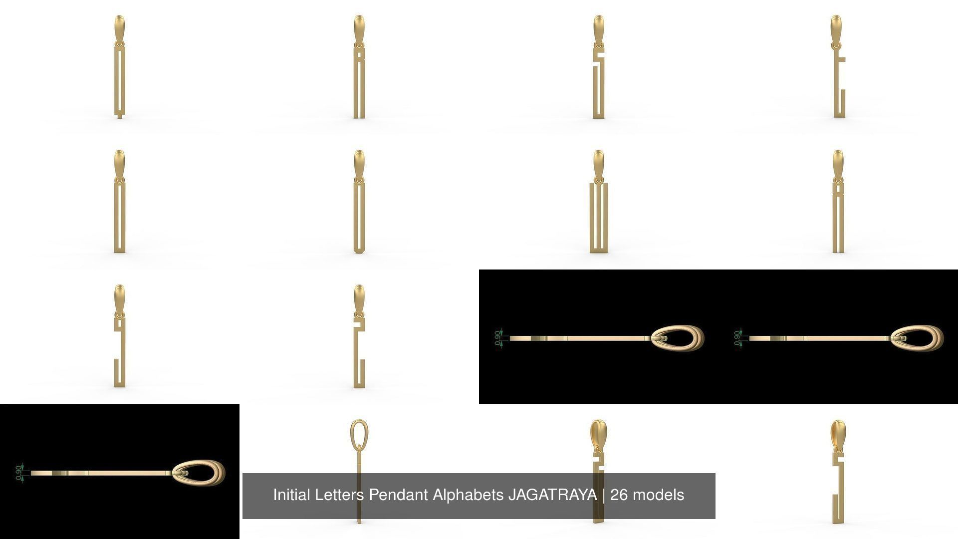 Initial Letters Pendant Alphabets JAGATRAYA 3D Model Collection_2