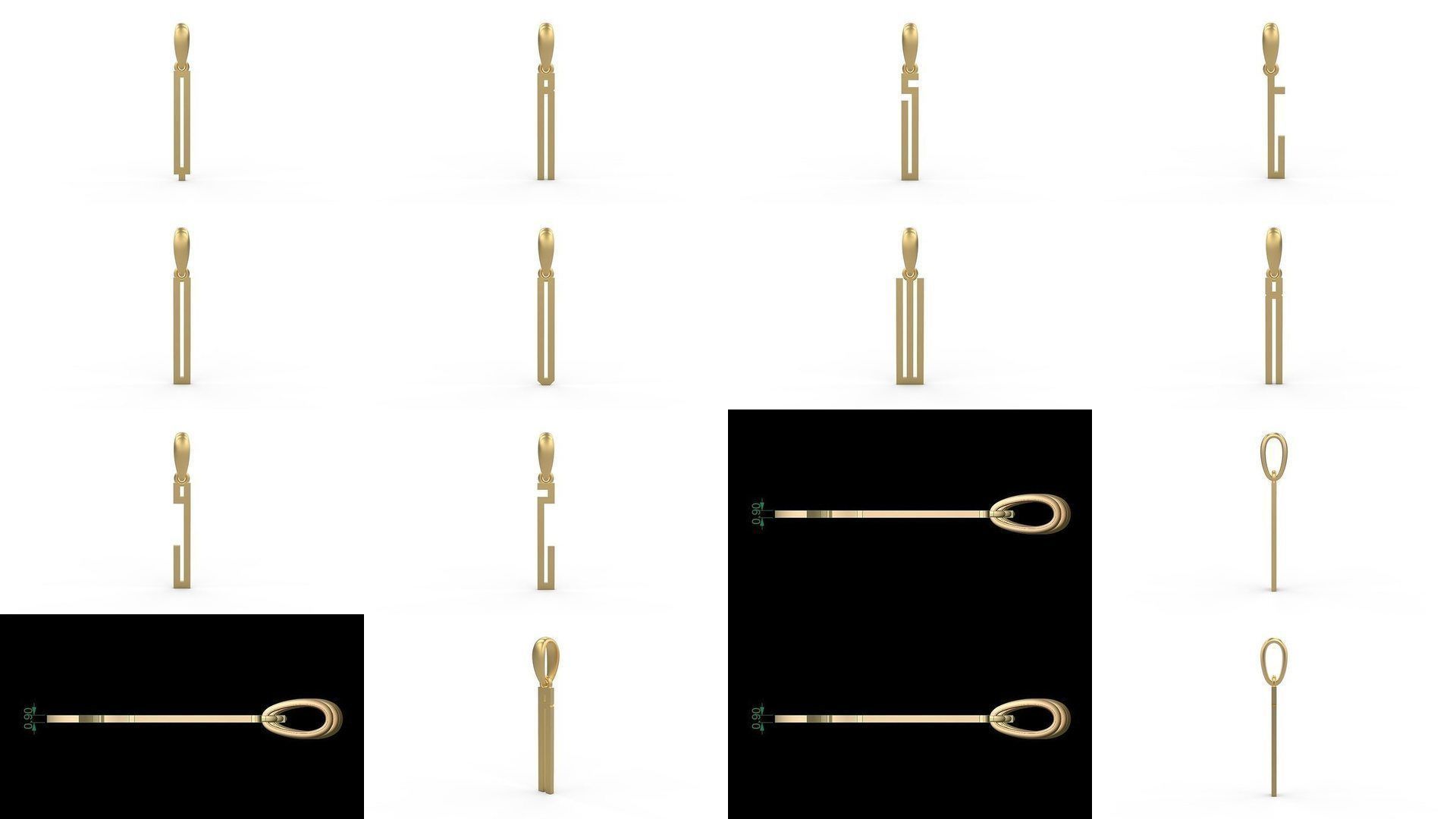 Initial Letters Pendant Alphabets JAGATRAYA 3D Model Collection_1