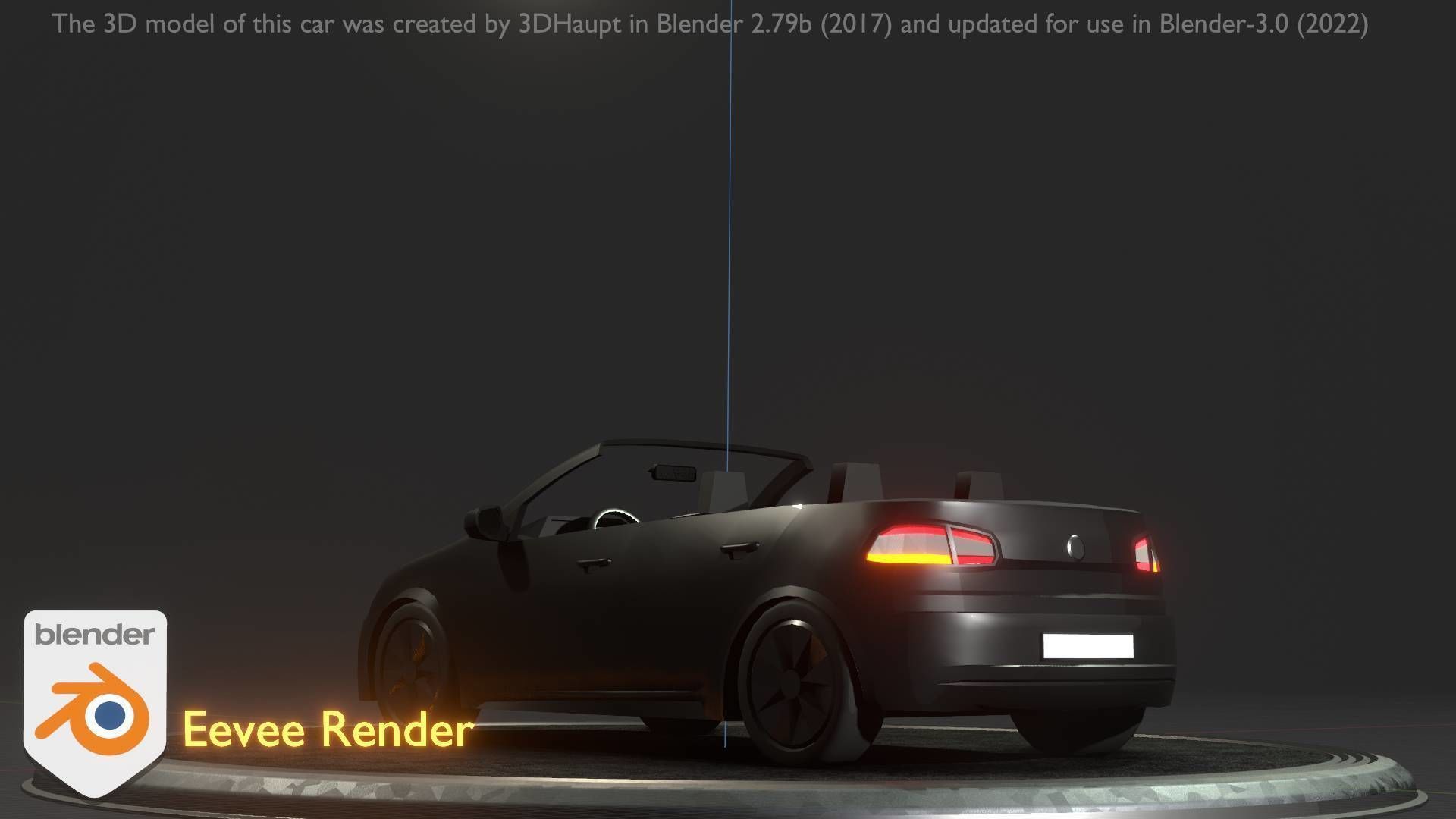 City Car 1 Compact Class Convertible Open Type-C Black  Low-poly 3D model_91