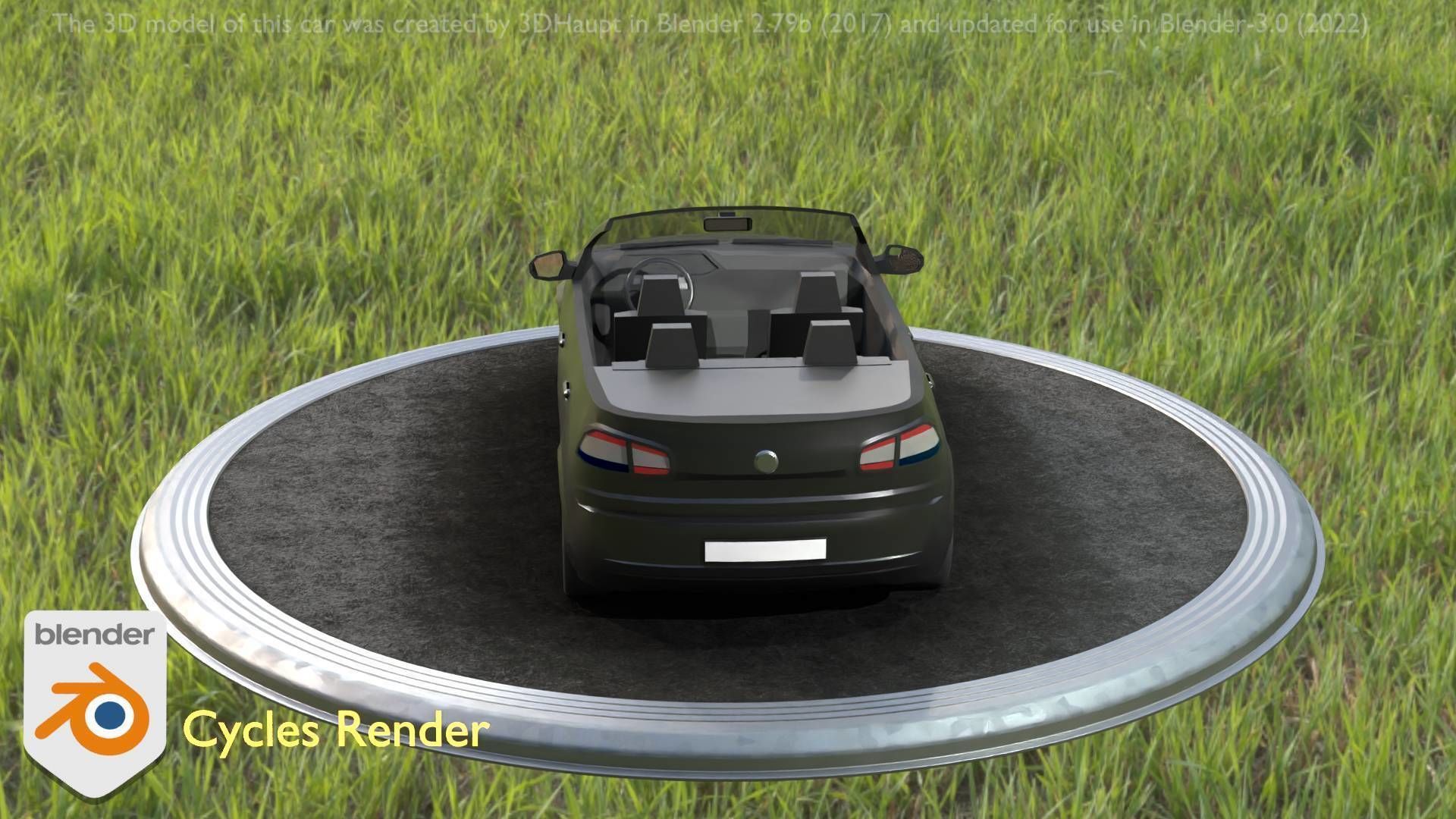 City Car 1 Compact Class Convertible Open Type-C Black  Low-poly 3D model_62