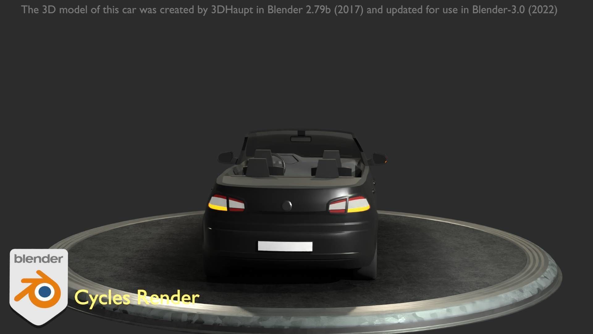 City Car 1 Compact Class Convertible Open Type-C Black  Low-poly 3D model_37