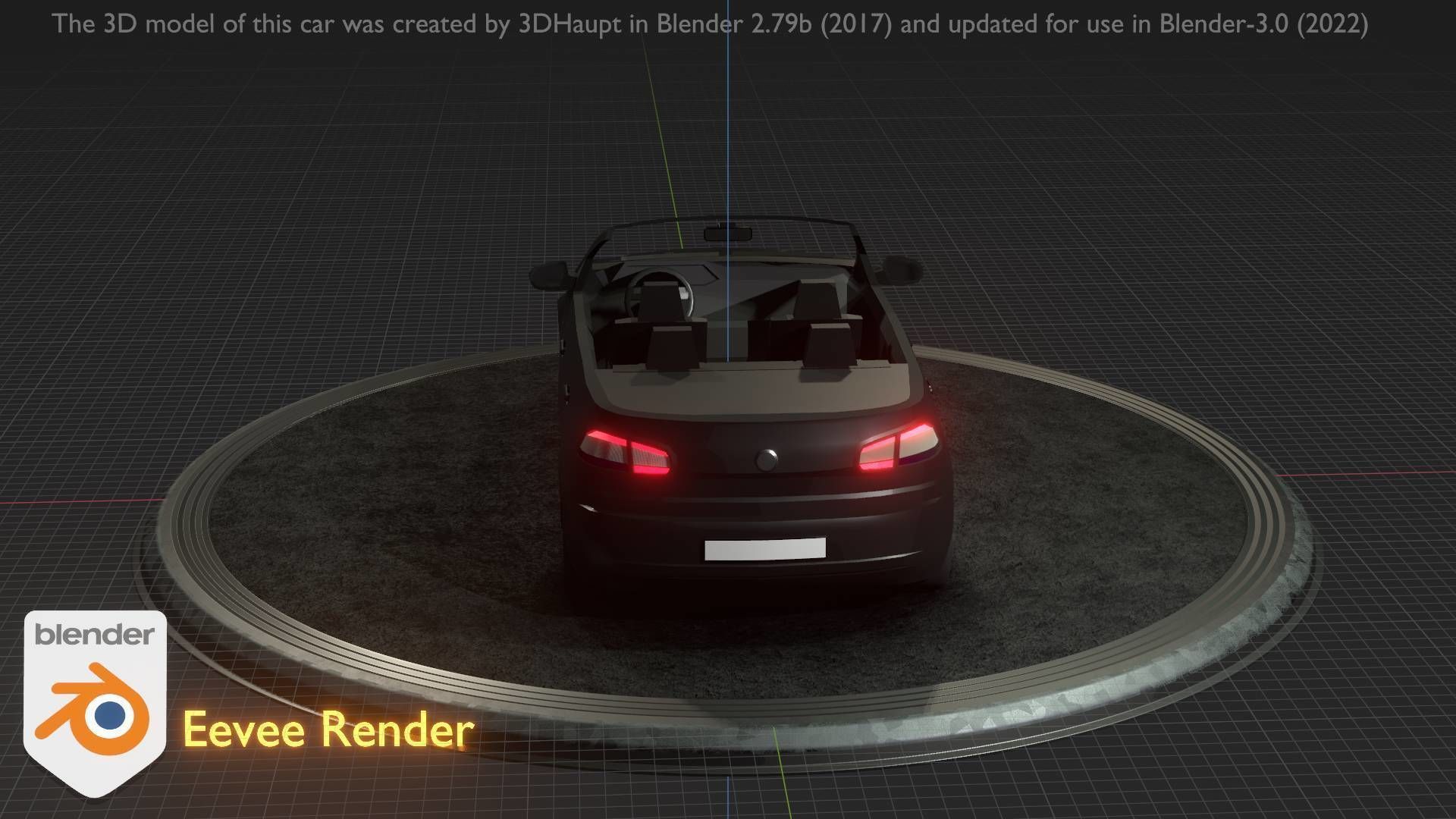 City Car 1 Compact Class Convertible Open Type-C Black  Low-poly 3D model_10