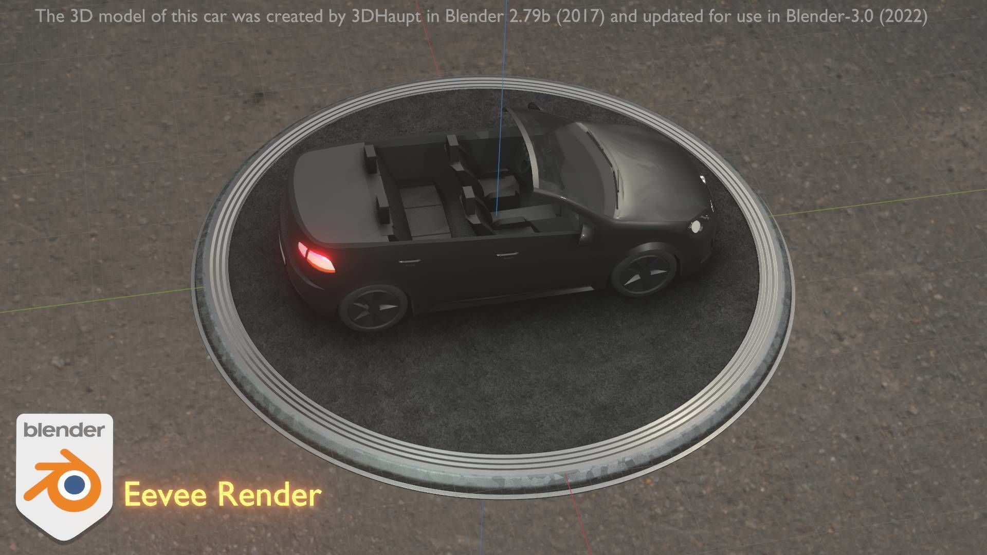 City Car 1 Compact Class Convertible Open Type-C Black  Low-poly 3D model_28