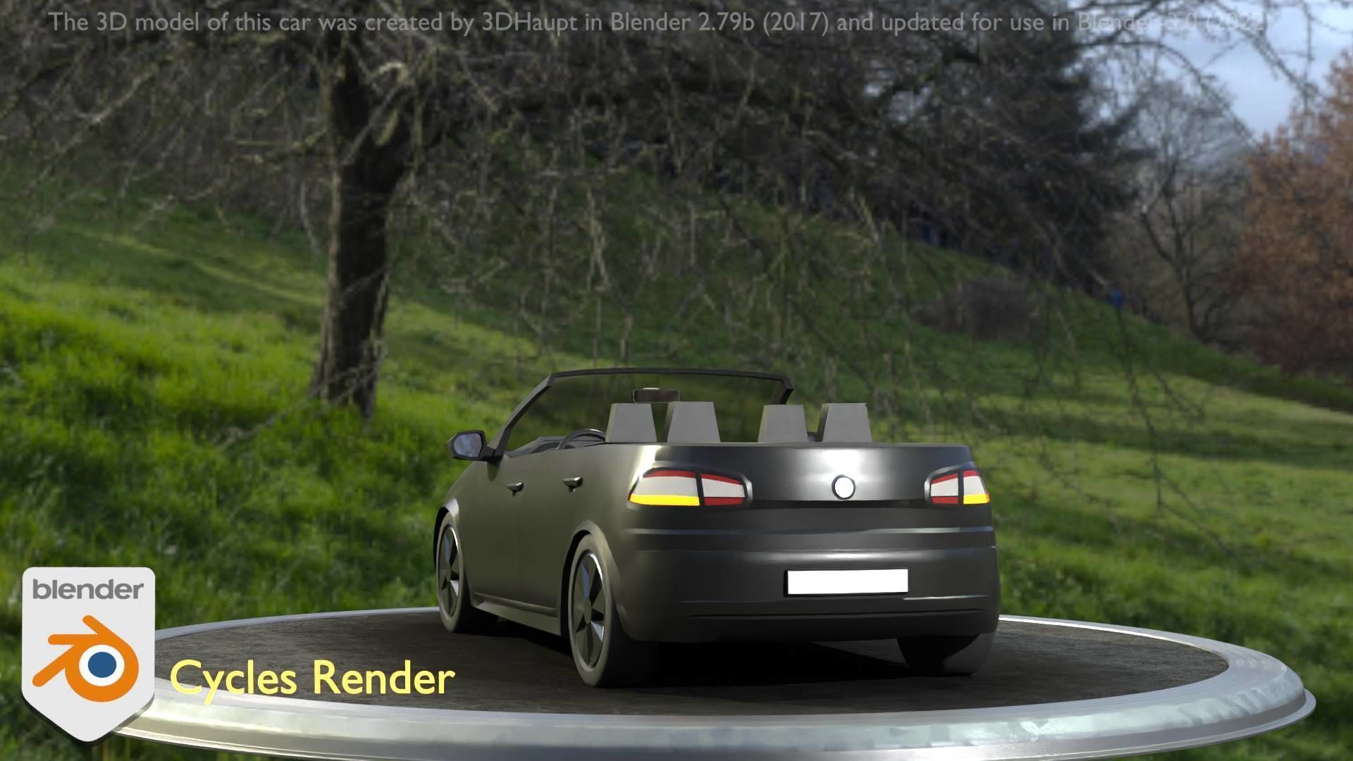 City Car 1 Compact Class Convertible Open Type-C Black  Low-poly 3D model_87