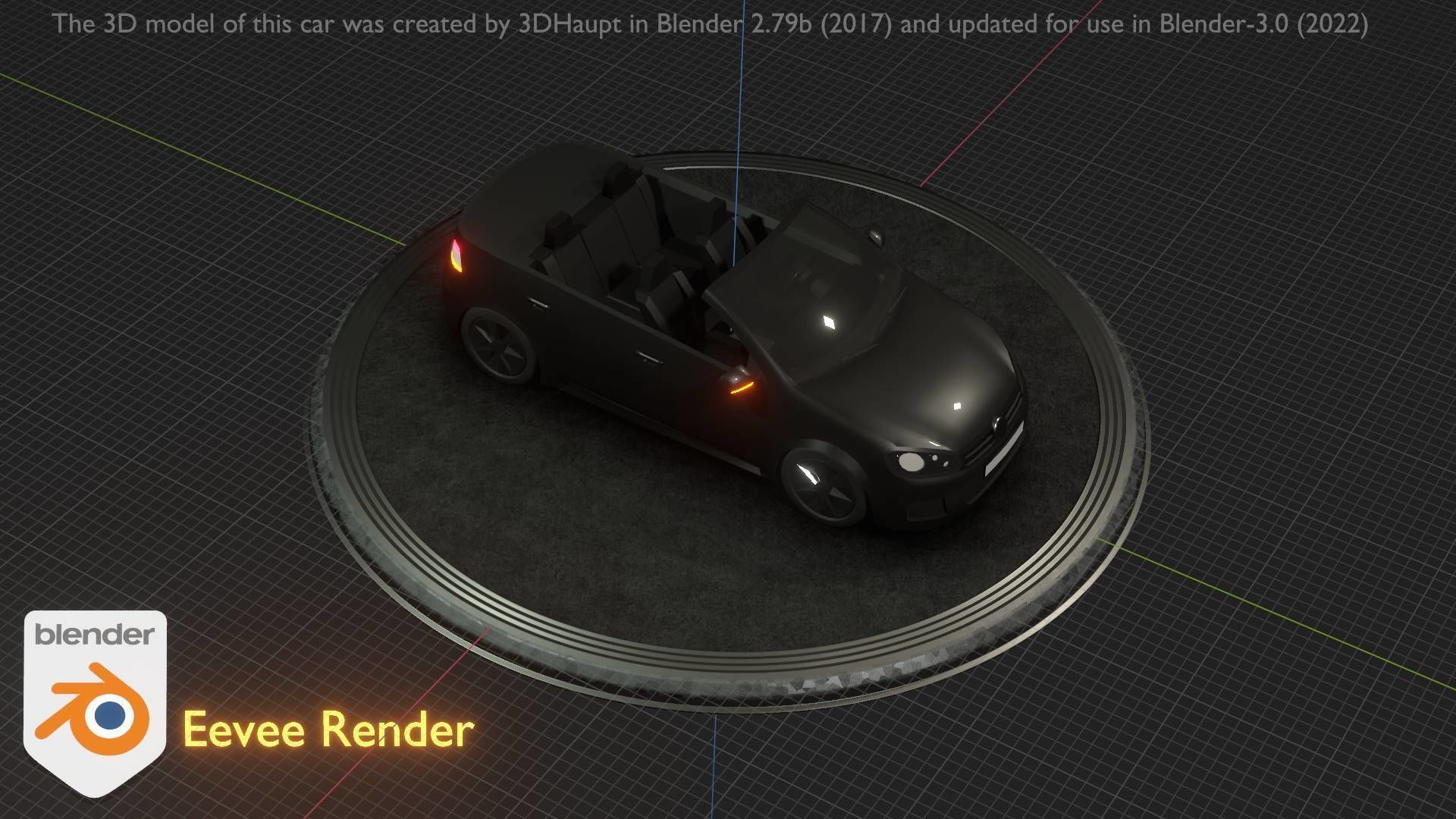 City Car 1 Compact Class Convertible Open Type-C Black  Low-poly 3D model_31