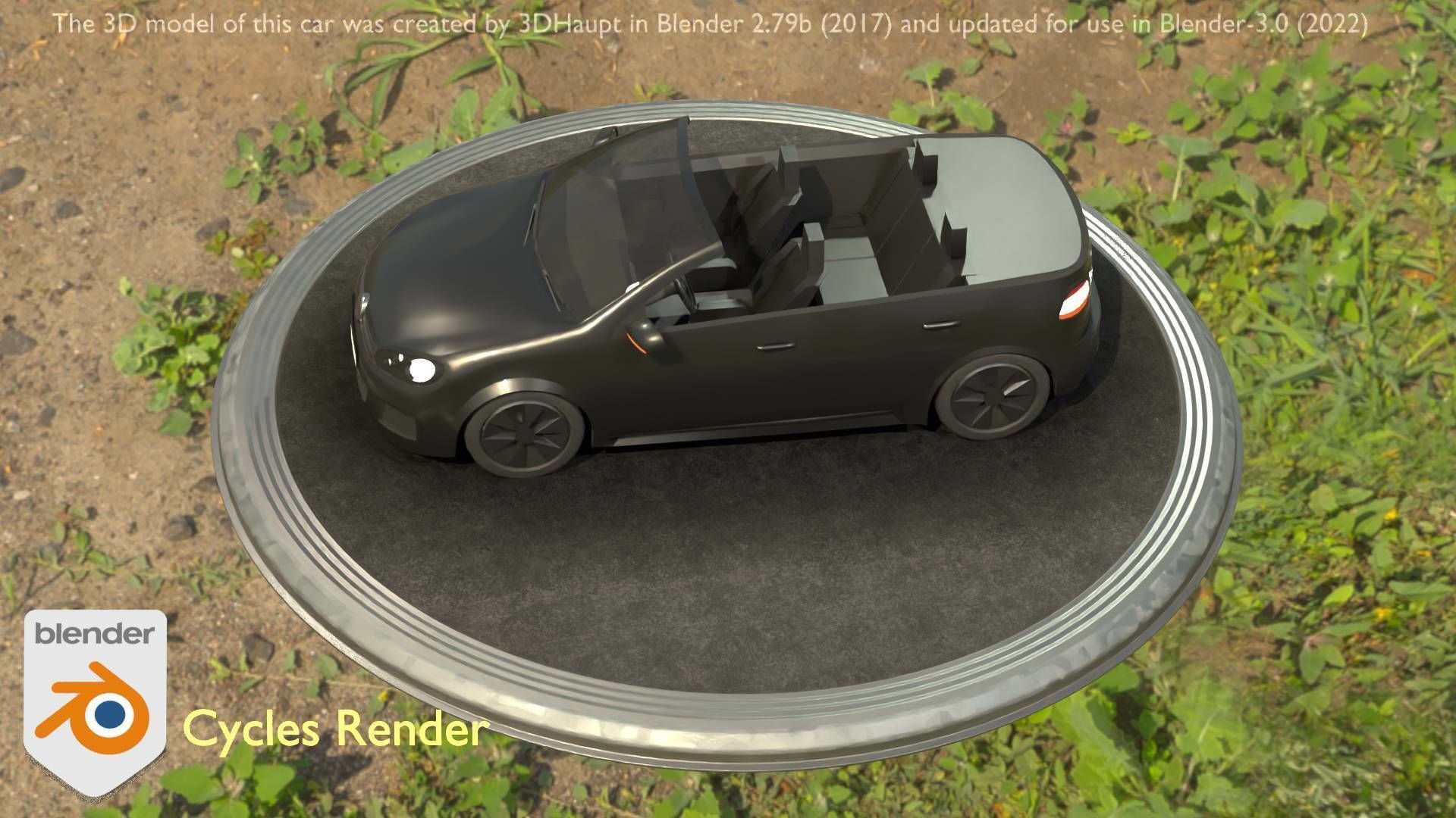 City Car 1 Compact Class Convertible Open Type-C Black  Low-poly 3D model_74