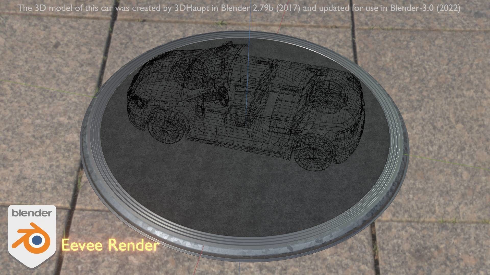 City Car 1 Compact Class Convertible Open Type-C Black  Low-poly 3D model_71