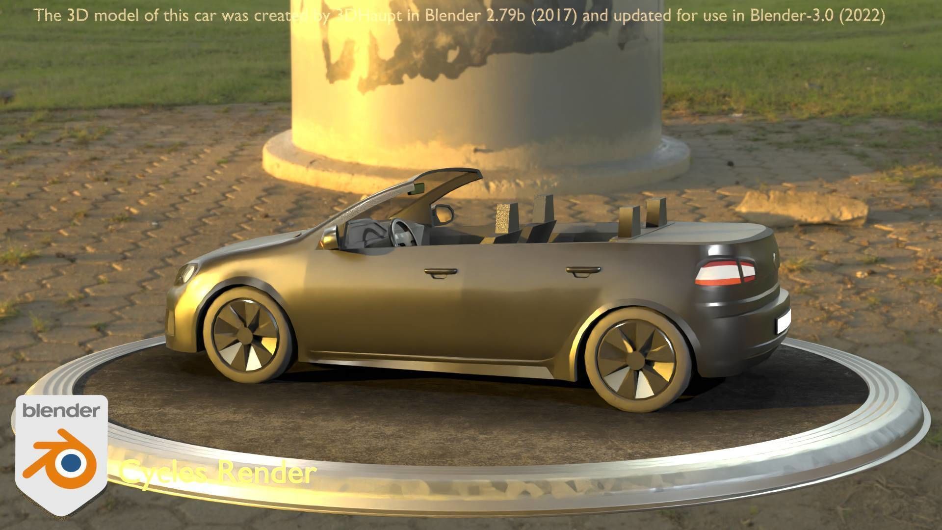 City Car 1 Compact Class Convertible Open Type-C Black  Low-poly 3D model_5