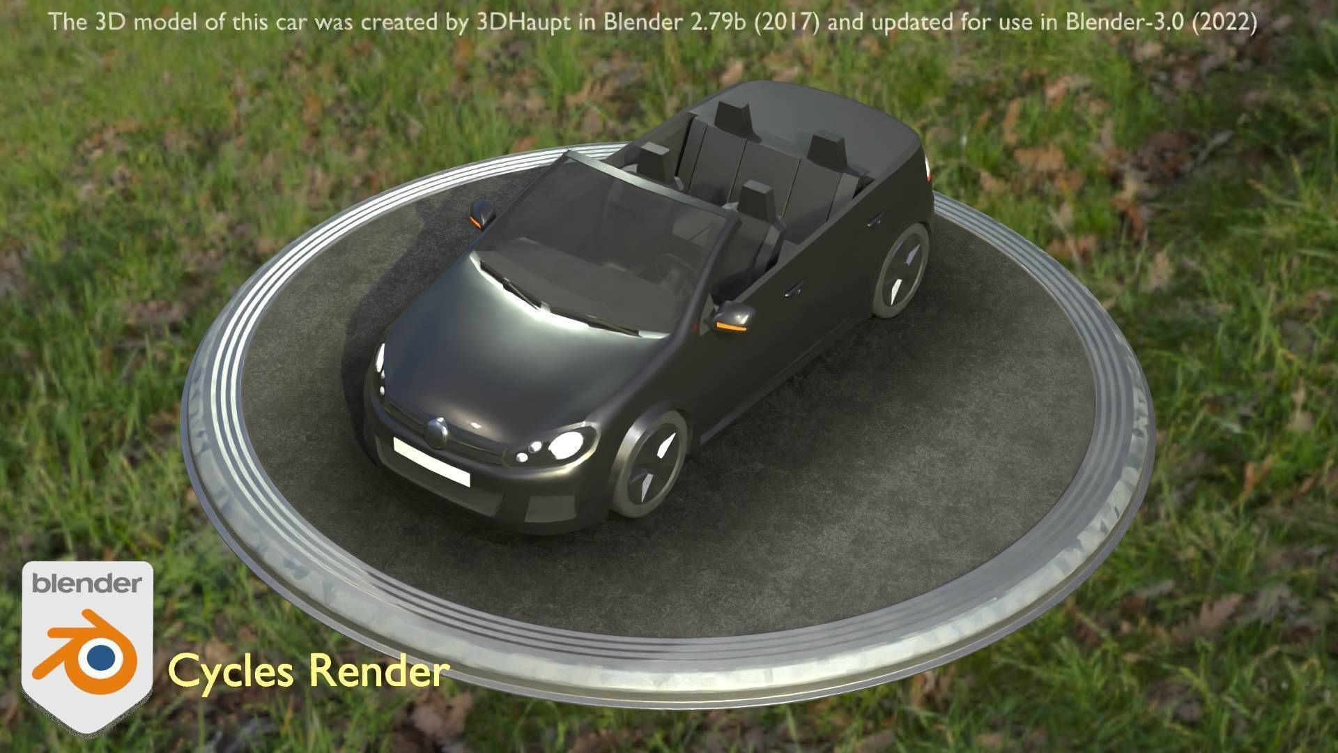 City Car 1 Compact Class Convertible Open Type-C Black  Low-poly 3D model_73