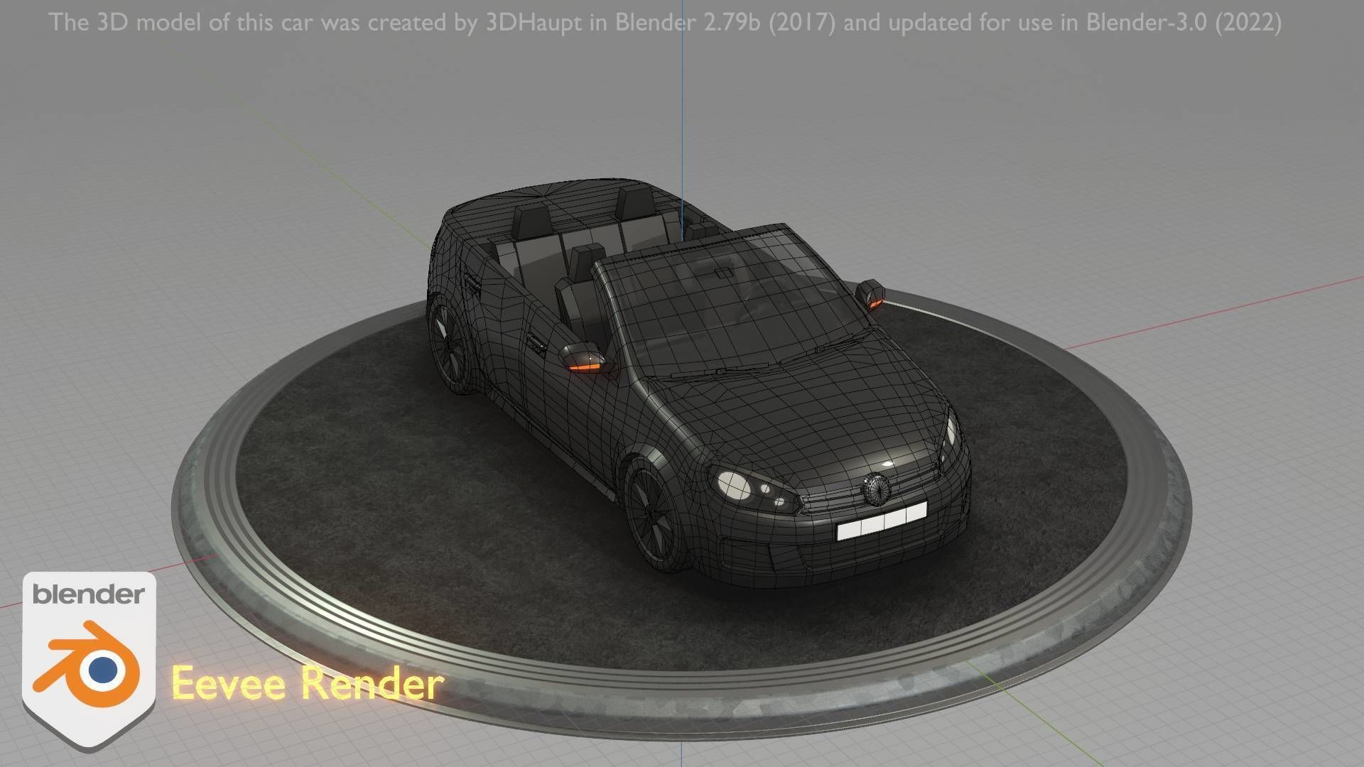 City Car 1 Compact Class Convertible Open Type-C Black  Low-poly 3D model_61