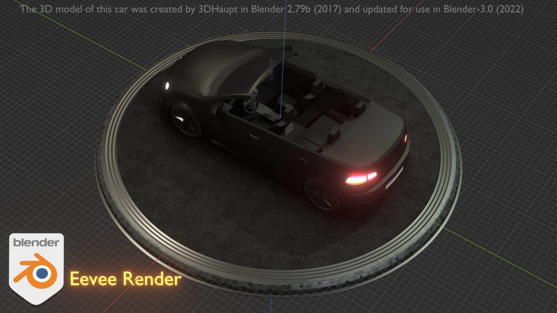 City Car 1 Compact Class Convertible Open Type-C Black  Low-poly 3D model_55