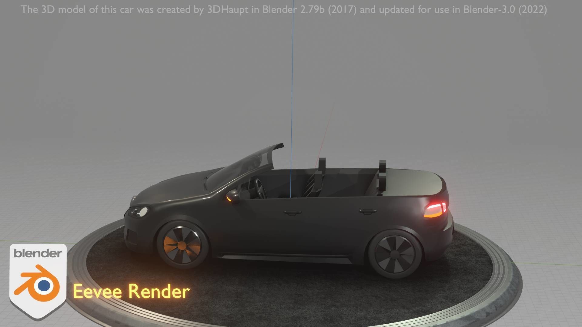 City Car 1 Compact Class Convertible Open Type-C Black  Low-poly 3D model_78