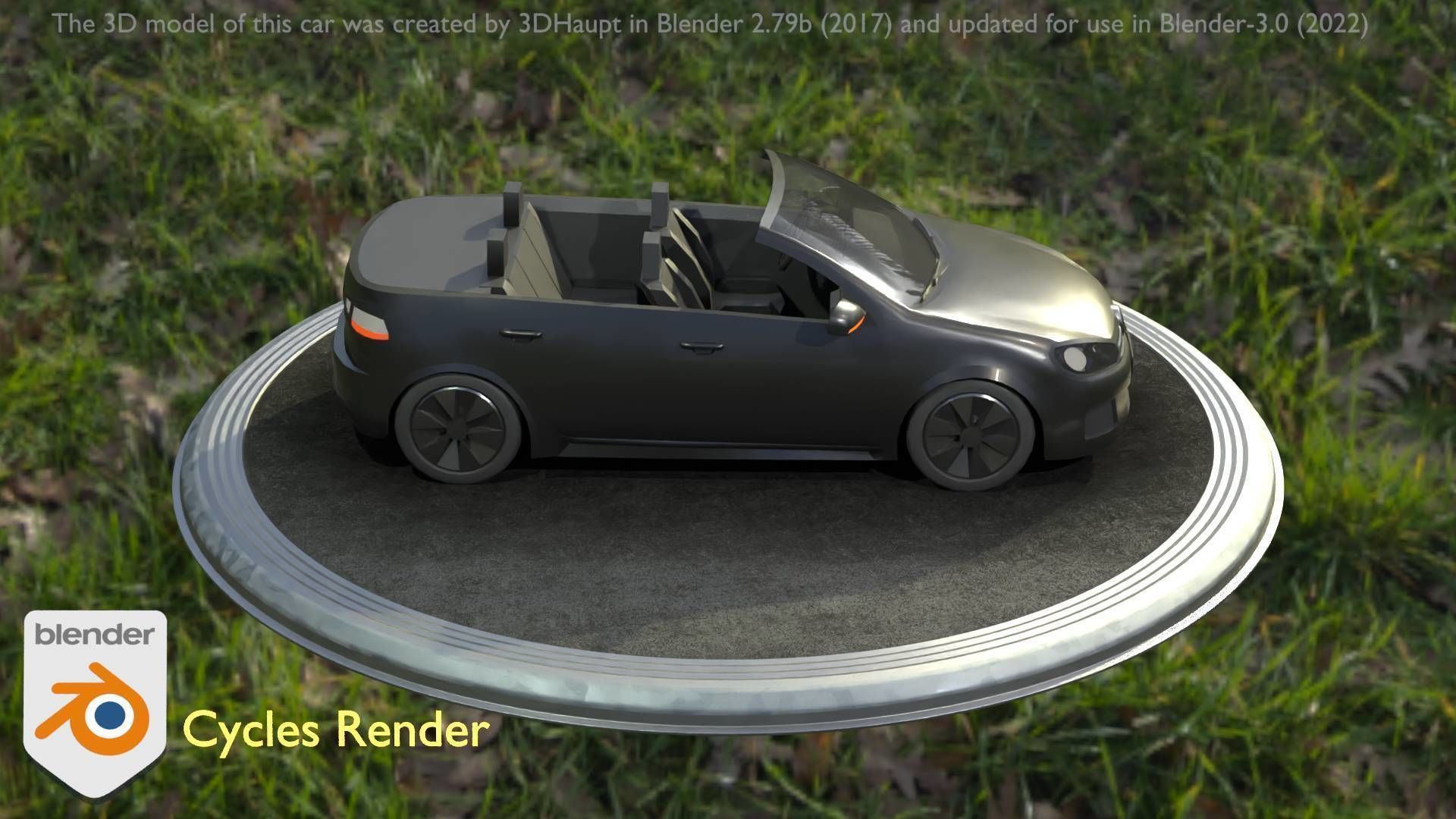 City Car 1 Compact Class Convertible Open Type-C Black  Low-poly 3D model_50