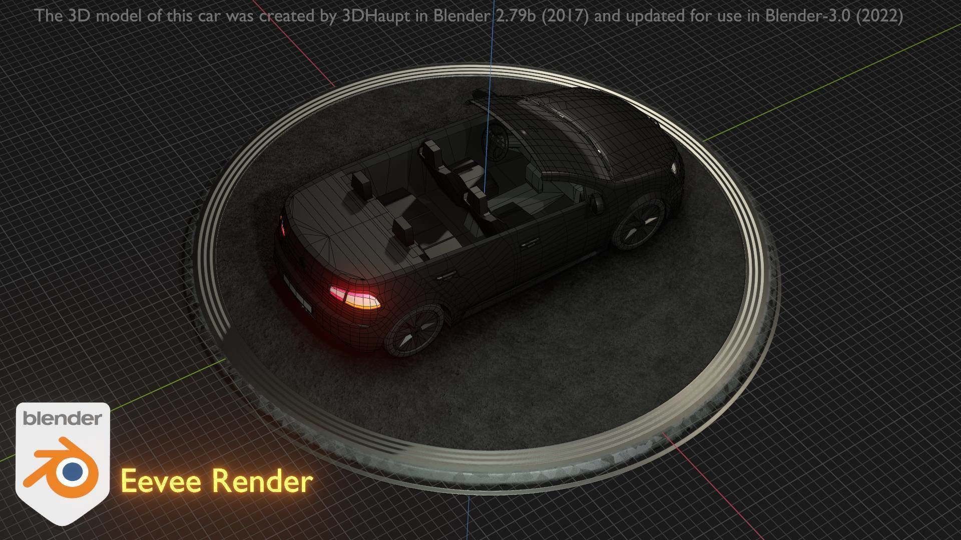 City Car 1 Compact Class Convertible Open Type-C Black  Low-poly 3D model_46