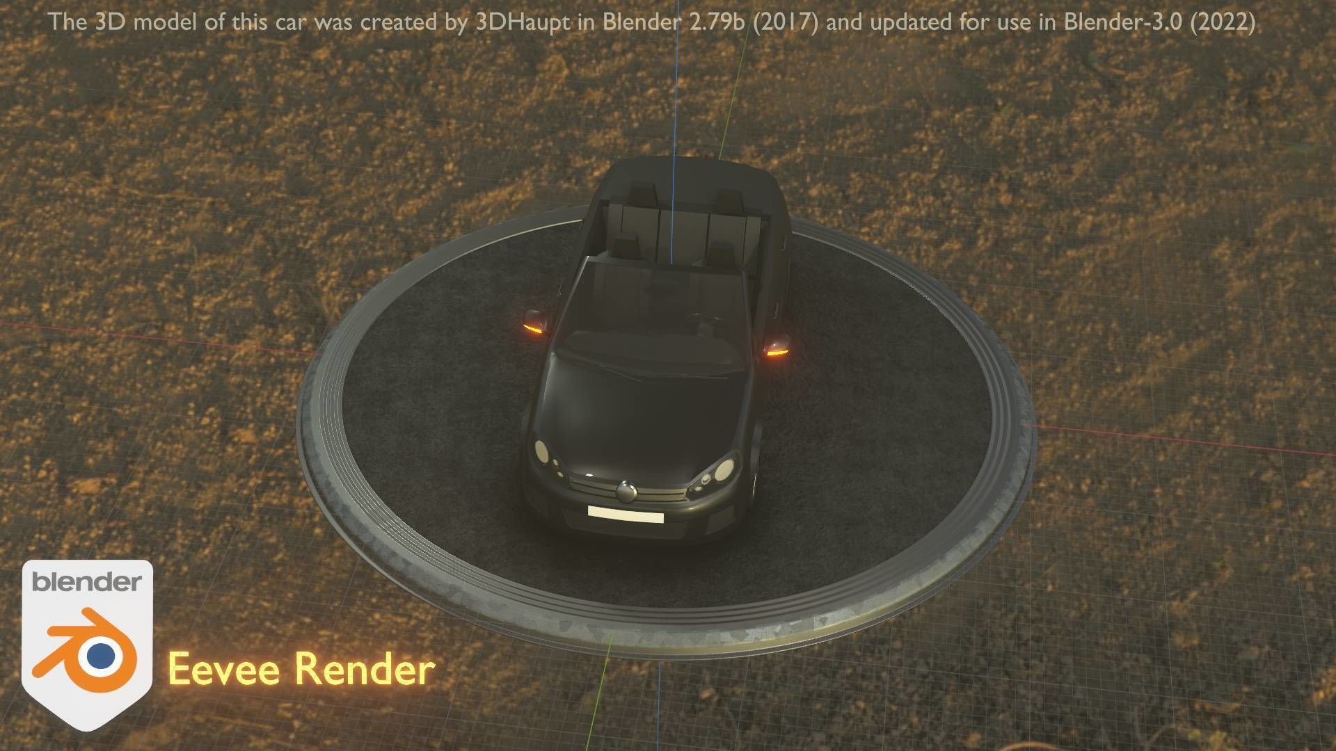 City Car 1 Compact Class Convertible Open Type-C Black  Low-poly 3D model_83